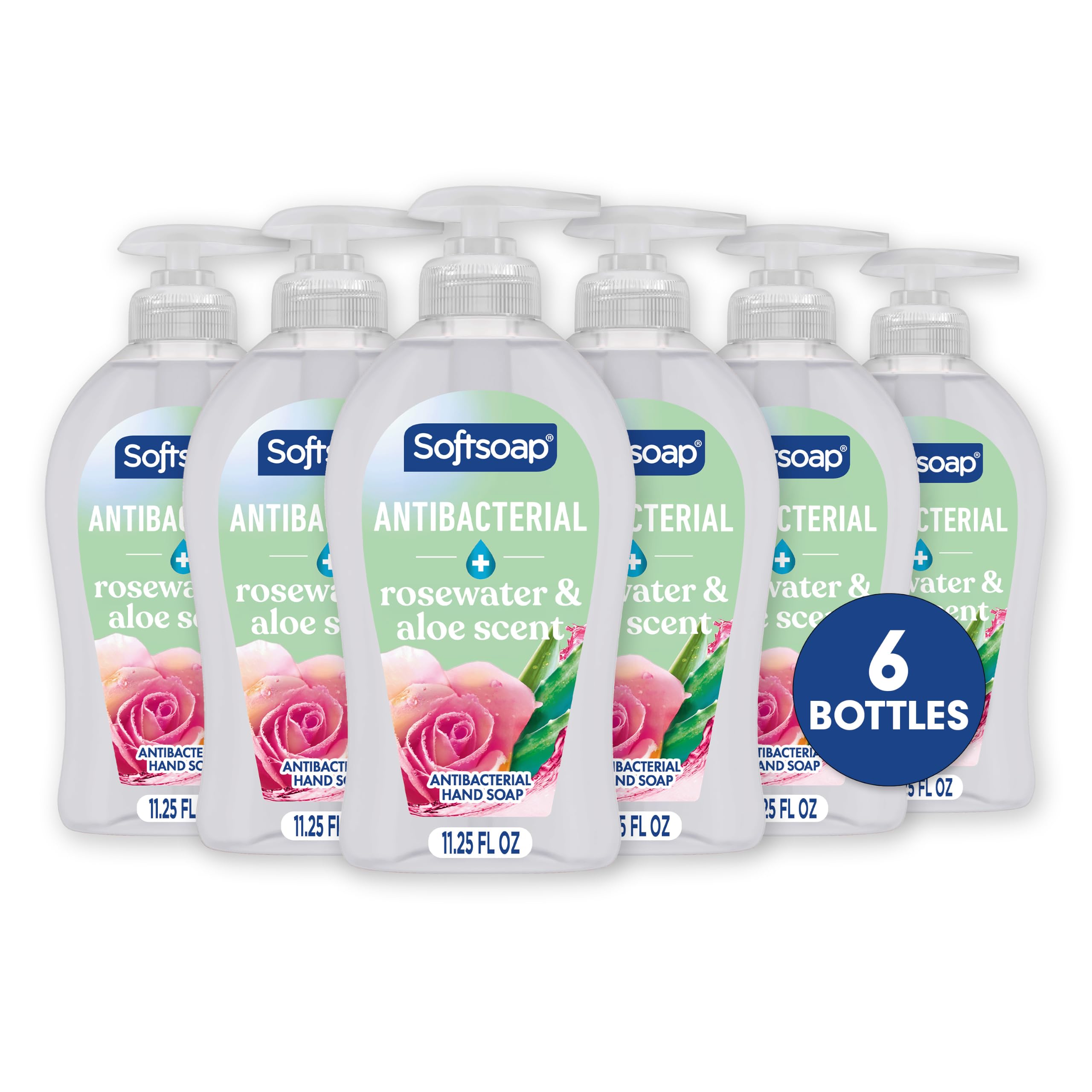 Softsoap Antibacterial Hand Soap, Rosewater & Aloe Scent, 11.25 oz (6 Pack)