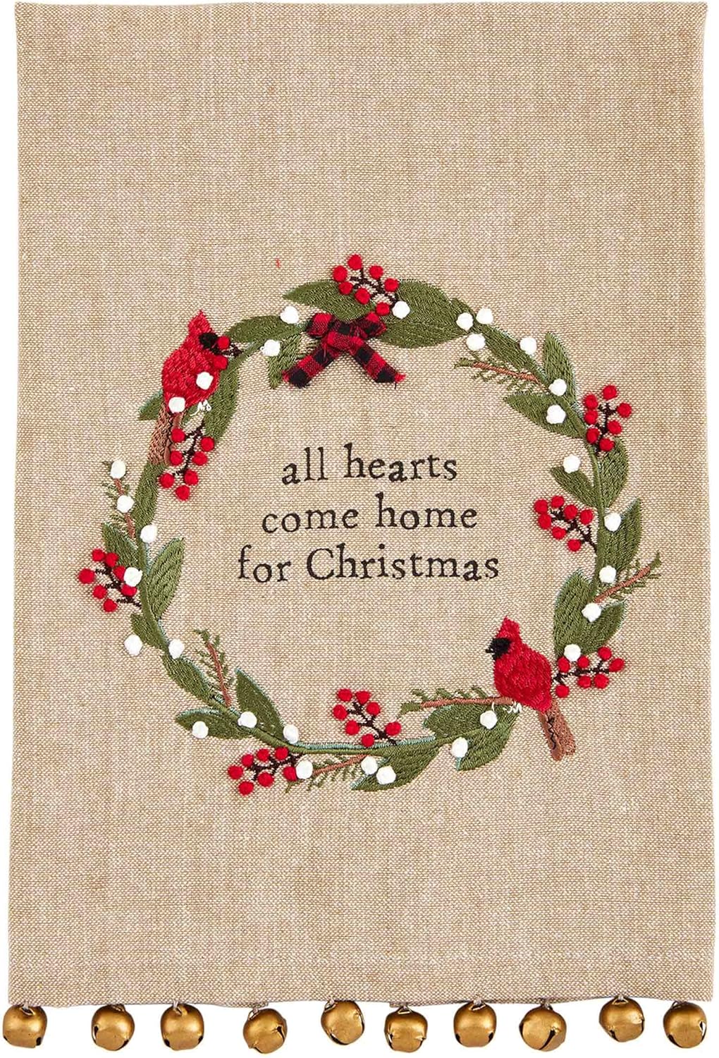 Mud Pie Christmas Towel, All Hearts, 16 1/2" x 26" Home