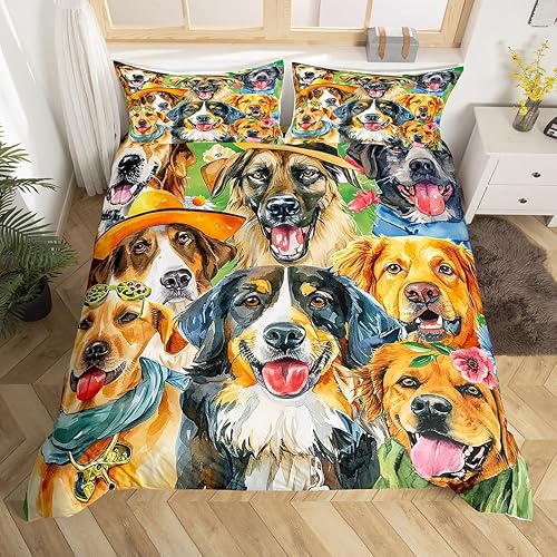Erosebridal Juego de ropa de cama con diseño de caricaturas para cachorros, funda de edredón para perros y madres, regalos para mujeres, linda funda Erosebridal Juego de ropa de cama con diseño de caricaturas para cachorros, funda de edredón para perros y madres, regalos para mujeres, linda funda