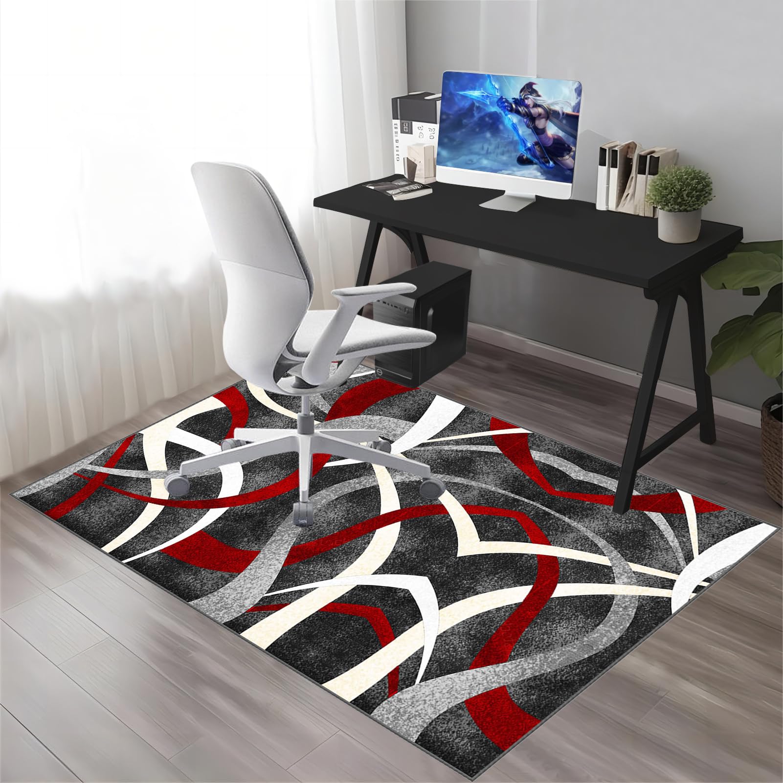 Tapis de chaise de bureau haut de gamme pour tapis à poils courts pour ordinateur de bureau, chaise de jeu avec surface facile à glisser, 90 x 140 cm, protection de sol pour bureau à domicile
