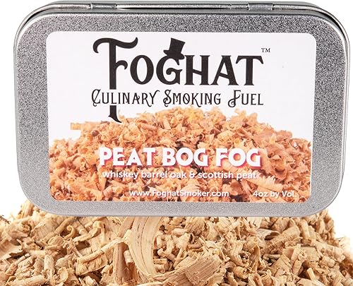 Foghat Cocktail Smoker Virutas de madera - Virutas de niebla de turba de whisky de 4 onzas para ahumador, whisky y bebidas, chips de madera
