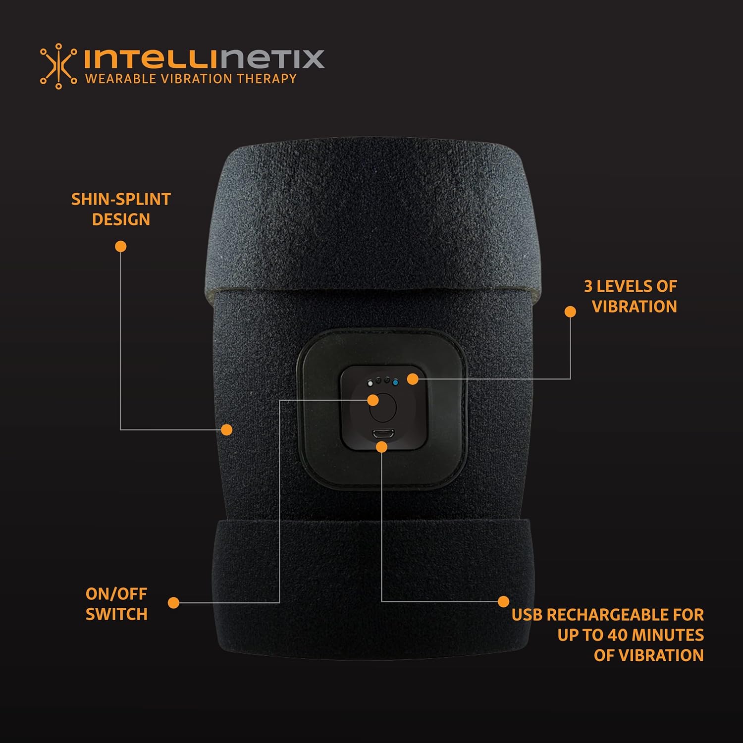 intellinetix Brownmed Calf/Shin Therapy Wrap - Shin & Calf Compression Sleeve with Leg Massager for Men & Women - Vibration Therapy Calf Wrap for Shin Splints & Muscle Cramp Relief