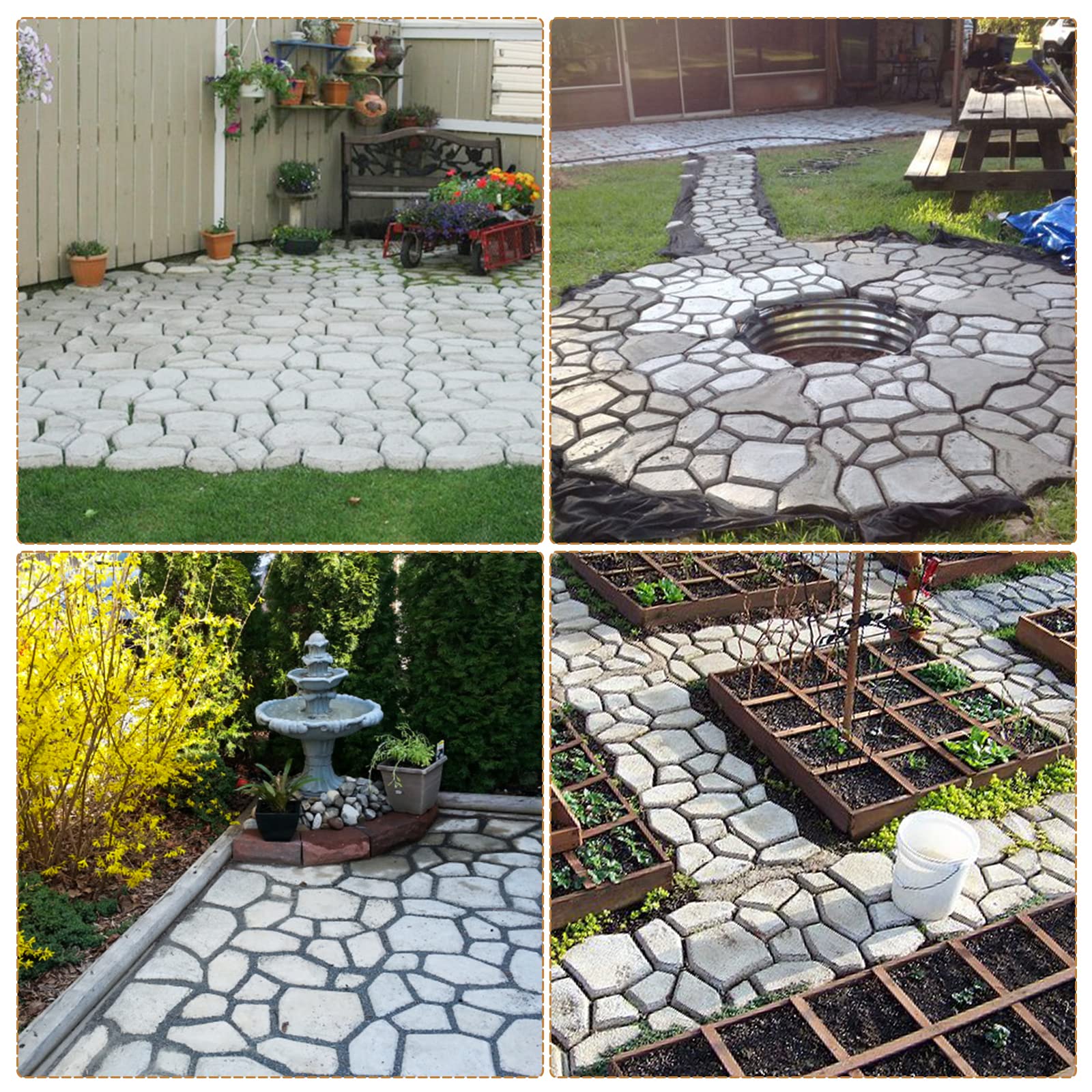 2 sztuki DIY forma do betonu, forma do robienia podłóg wielokrotnego użytku, czarny tynk do płyt gipsowo-kartonowych do tworzyw sztucznych do chodników ogrodowych (43 x 43 x 4 cm, nieregularny