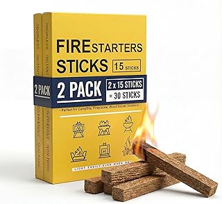 Natural Fire Starter for Grills: Quick Start Fire Starters Sticks for Campfires Outdoor Firepit Indoor Fireplaces BBQ & Wood Stove - Odorless Charcoal Firestarter Blocks 30 Count