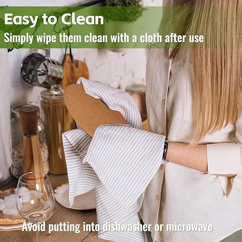 Miniatura 5 de Salvamanteles rectangulares de corcho grueso de alta densidad para platos calientes, platos y encimeras de cocina, partículas finas de 12 x 7