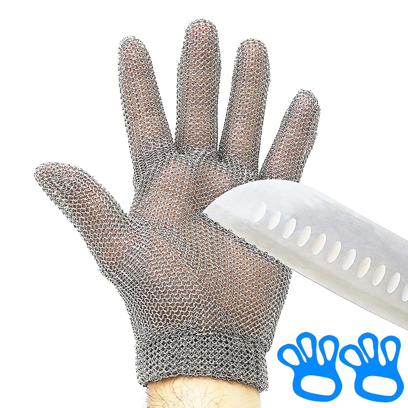 Guante de malla de malla para cortar, resistente al corte del más alto nivel, pulsera de resorte, guante de malla de metal de acero inoxidable, guantes de carnicero para cortar carne, procesamiento de