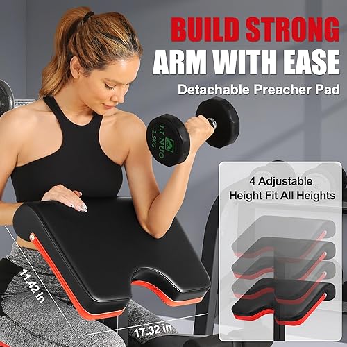 Miniatura 3 de OPPSDECOR Weight Bench Set with Leg Extension and Leg Curl, 660LBS Foldable Bench Press Set with Squat Rack for Home Gym Fitness, Standard Strength