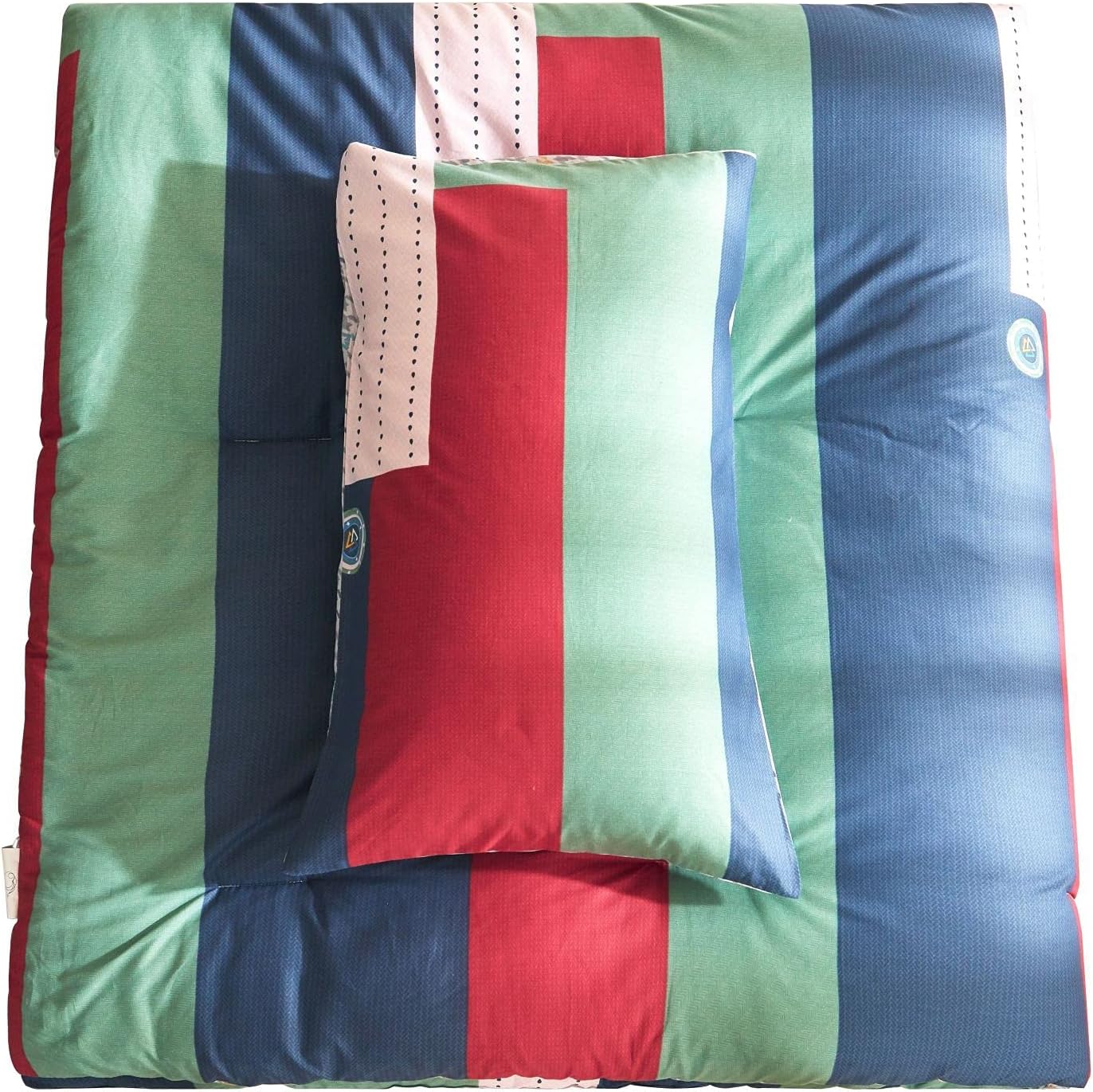 FANOYOL 3 Pieces Comforter Set, Modern Geometric Patchwork Pattern - Colorful Block Design, 400 GSM 100% Cotton Comforter Machine Washable for All Season - 2 Pillowcases