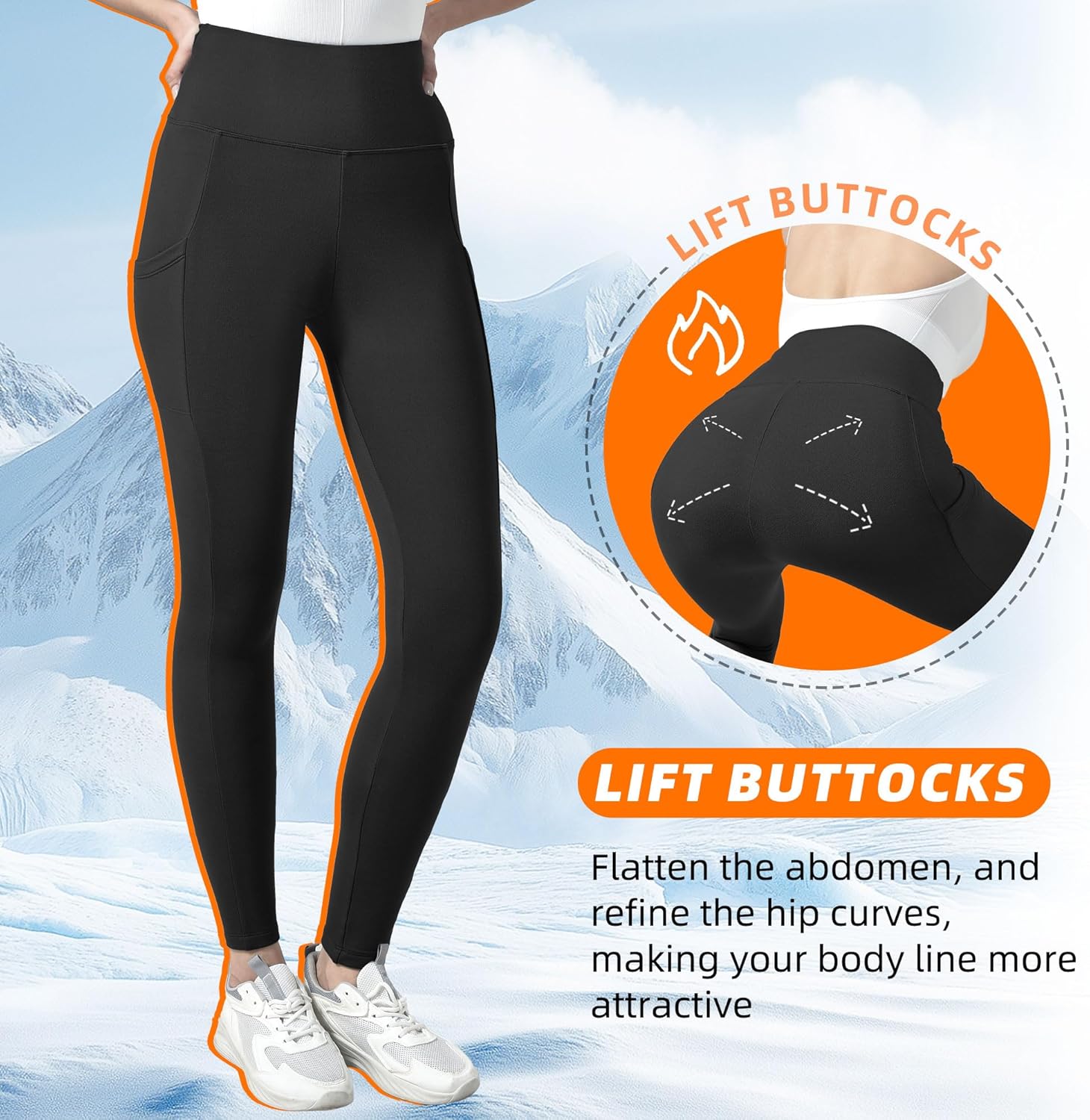 Fleece Lined Leggings for Women - High Waisted Workout Leggings for Women Running Exercise - Image 4