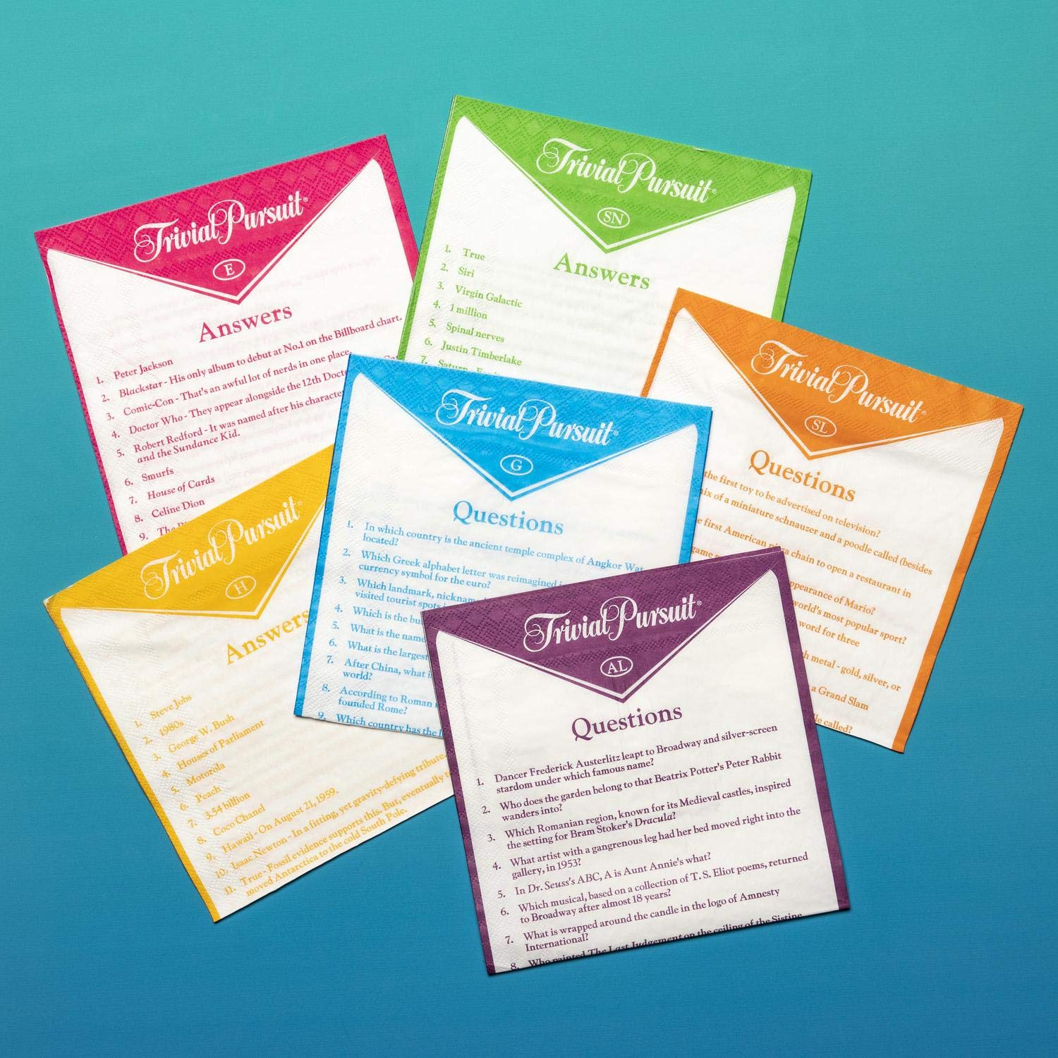 Paladone Trivial Pursuit Servilletas – Juego de 24 servilletas con preguntas triviales, PP6680TP