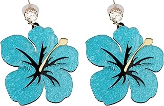 Ohana Bracelet Ohana Forever for Always Ohana Jewelry with Hibiscus Flower Charm（Hibiscus Blue Flower Earring