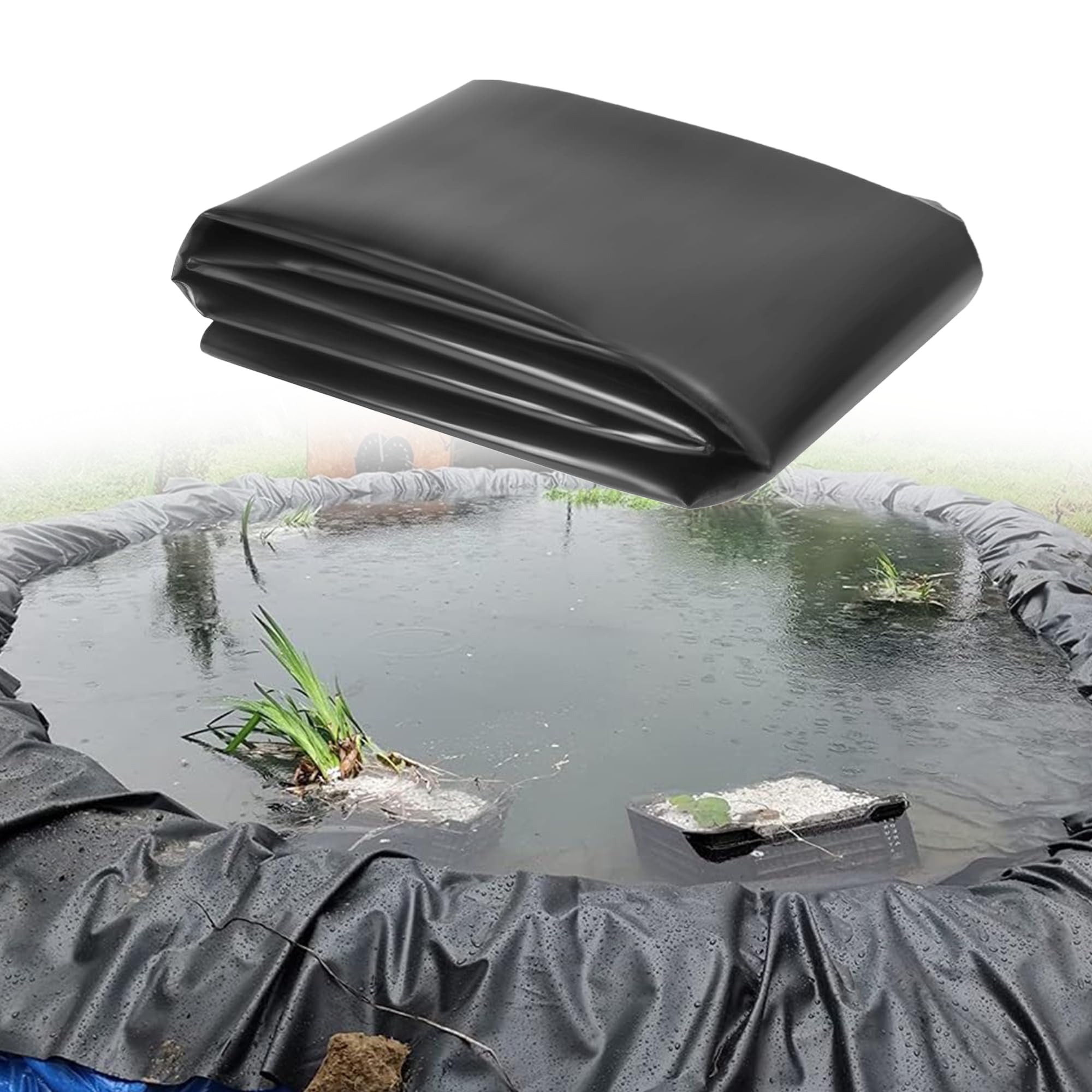 Bache bassin contre les fuites d'eau : bâche étanche noire 8x11m pour carpes Koi