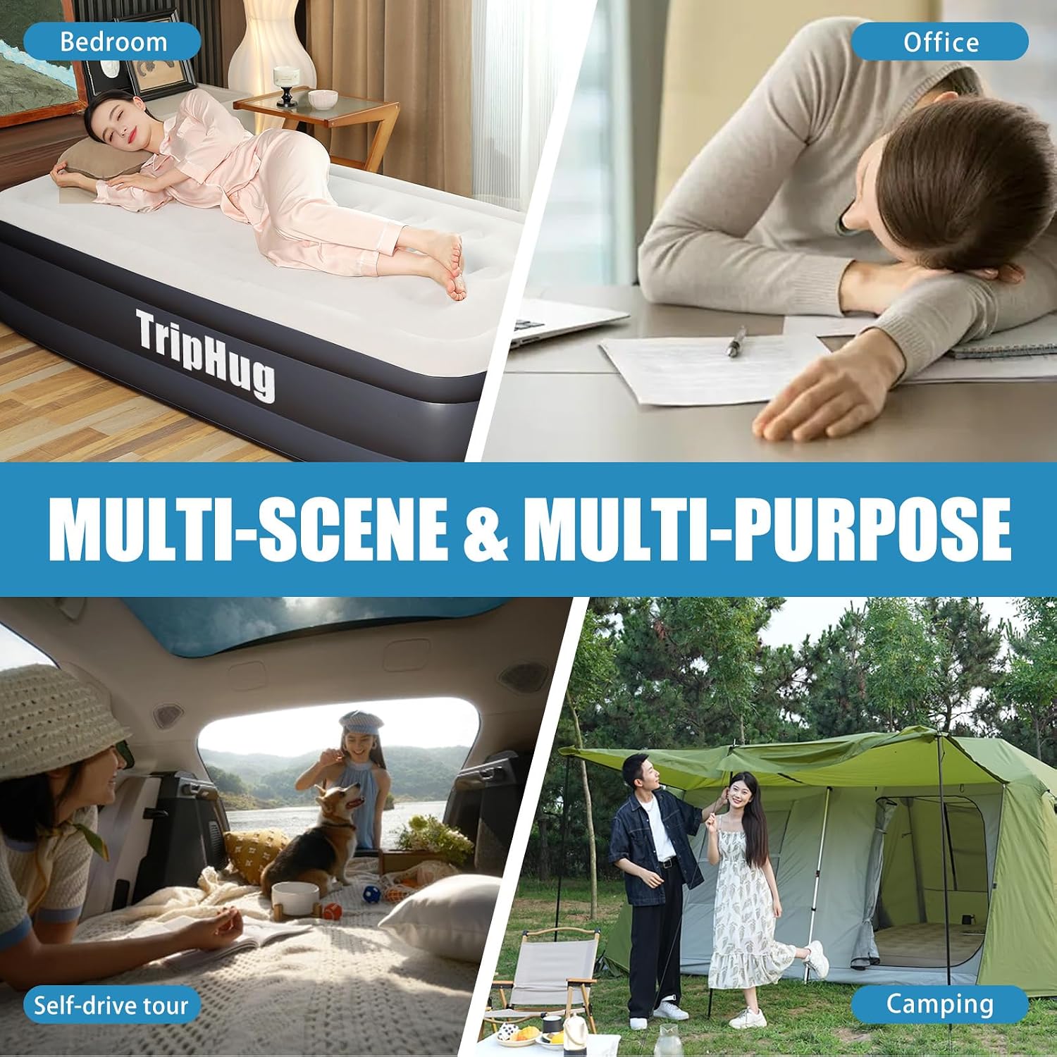 Twin Air Mattress with Built-in Pump, 2 Min Fast Inflation, 18" Raised Height, Supports up to 650 lbs, for Camping, Home Use, Guests, Portable Travel–Single Air Mattress