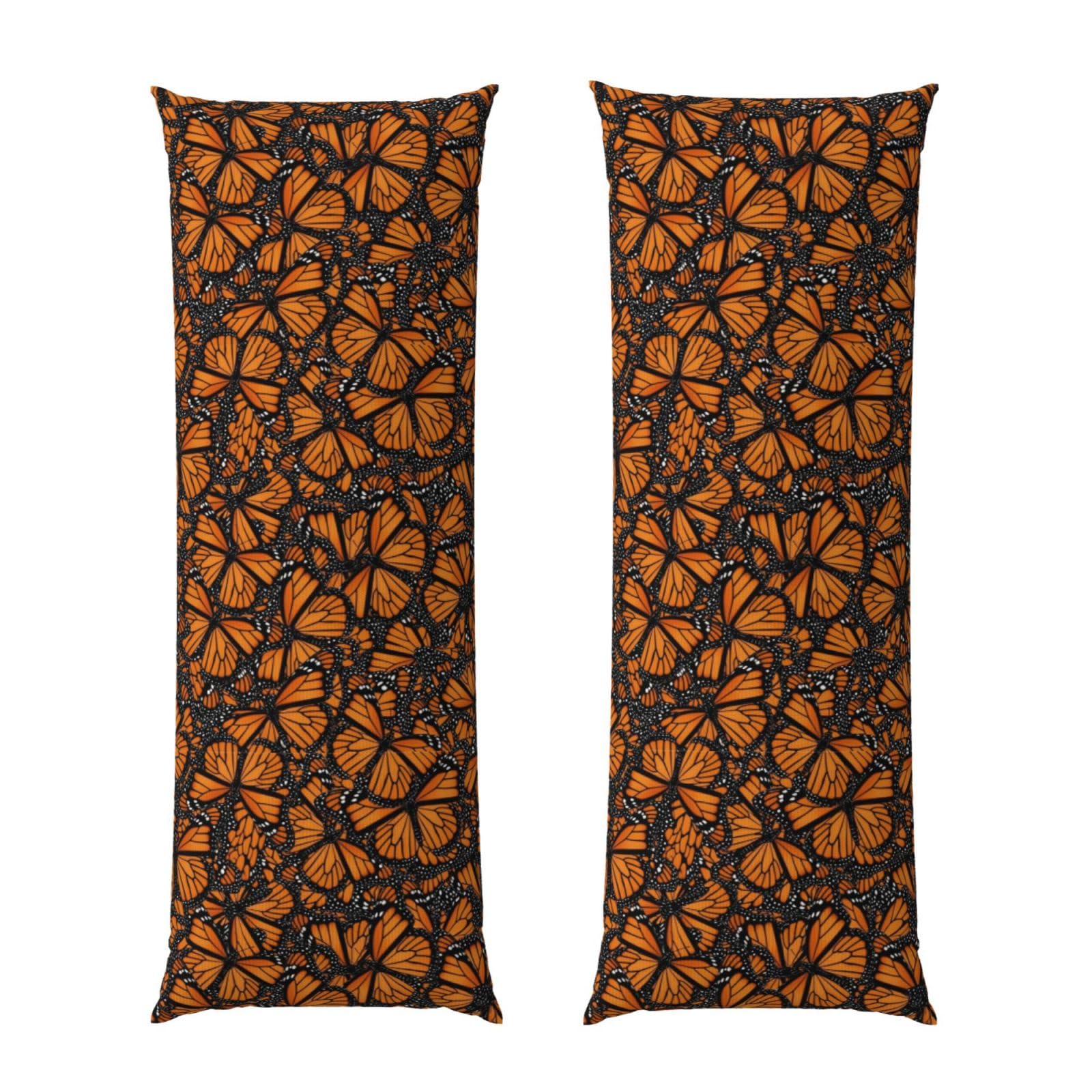 Body Pillow Case 20x54, Beautiful Monarch Butterfly, Zippered Soft Pillow Cover, Plush Flannel Fabric, Comfortable Cushion Protector for Bedroom Living Room Couch