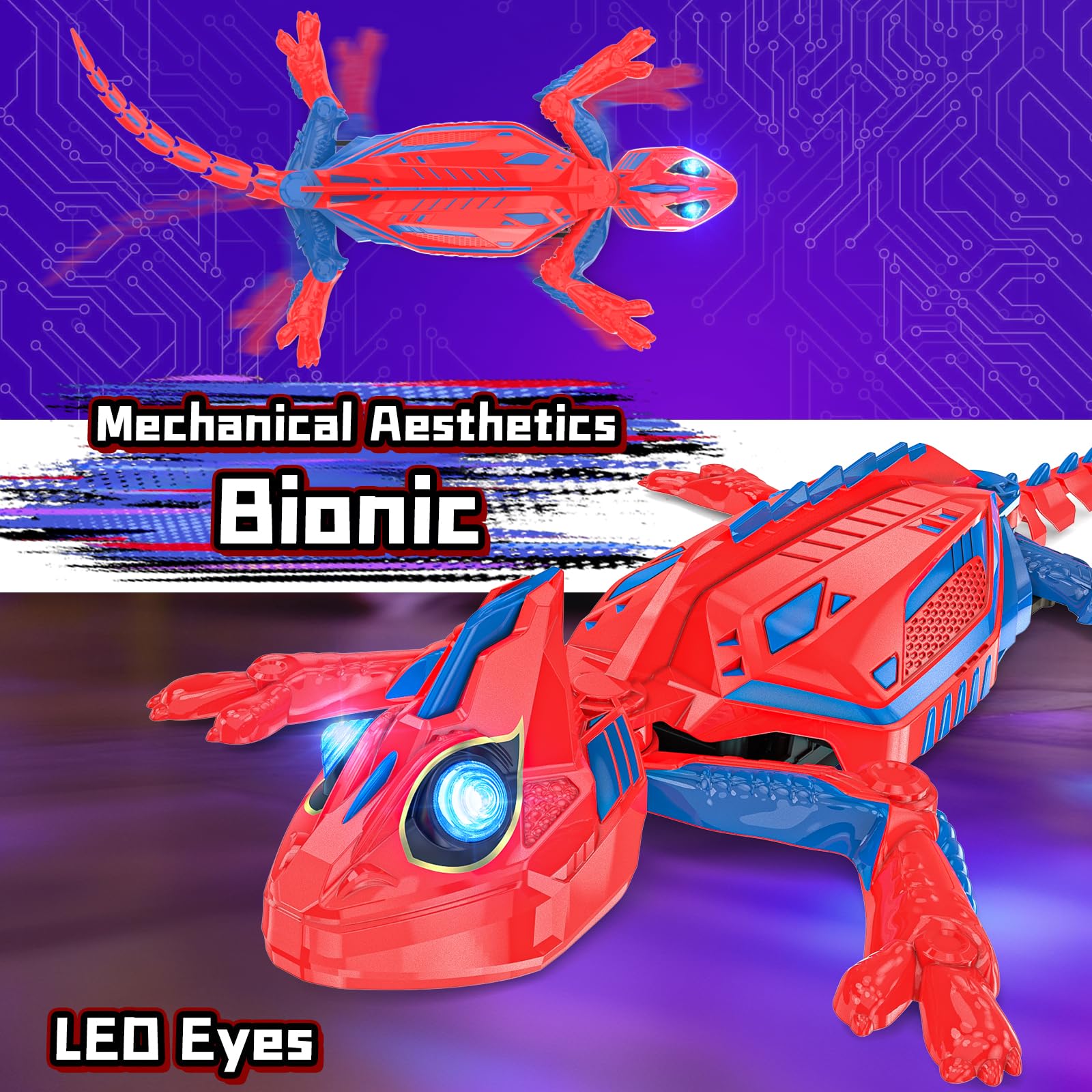 Geco Telecomandato, Spider Lucertola Radiocomandato Che va Sui Muri Giocattolo Animali con occhi a LED Giochi Bambini 3 4 5 6 7 8 9 10+ Anni Gioco Educativi Regalo Compleanno Natale Bimbi Ragazzi