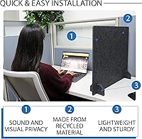 Vista 3 de Divisor acústico de escritorio independiente – Panel de privacidad de escritorio con reducción de ruido – Partición de muebles de biblioteca