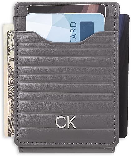 Miniatura 3 de Calvin Klein Billetera de cuero magnética RFID con bolsillo frontal para hombre gris talla única gris talla única
