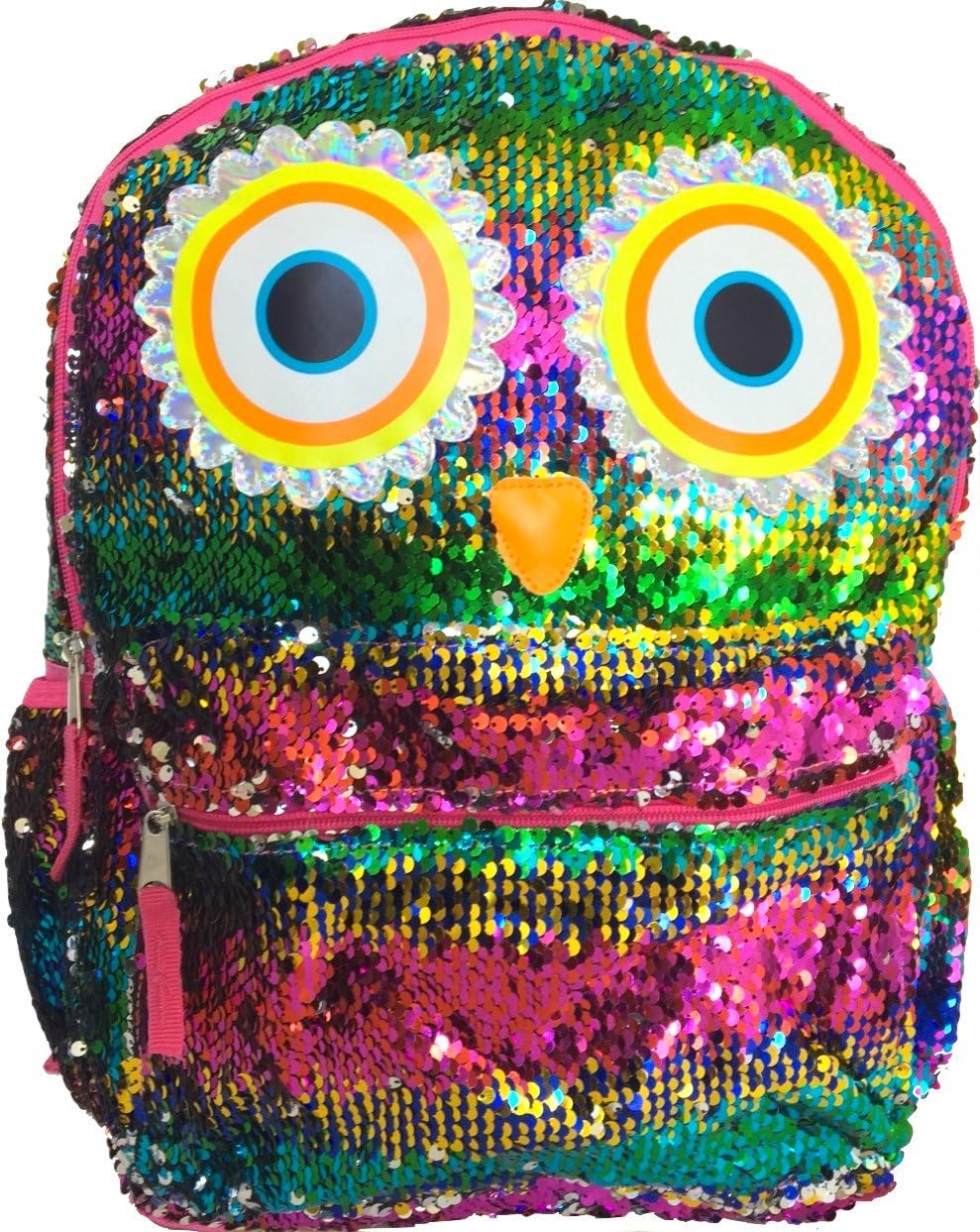 Rainbow Owl 2-Way Reversible Sequins Surprise 16" Fashion Backpack