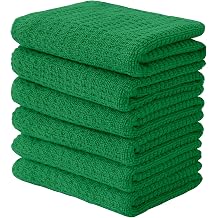 CRAFTSWORTH Cotton Kitchen Towels15 x 26" Solid Green Kitchen Hand Towels | Dish Towel for Kitchen Pack of 6, 400 GSM 100% Soft and Highly Absorbent Kitchen Cloth Tea Towel, Bar Towel With Hanging Loop