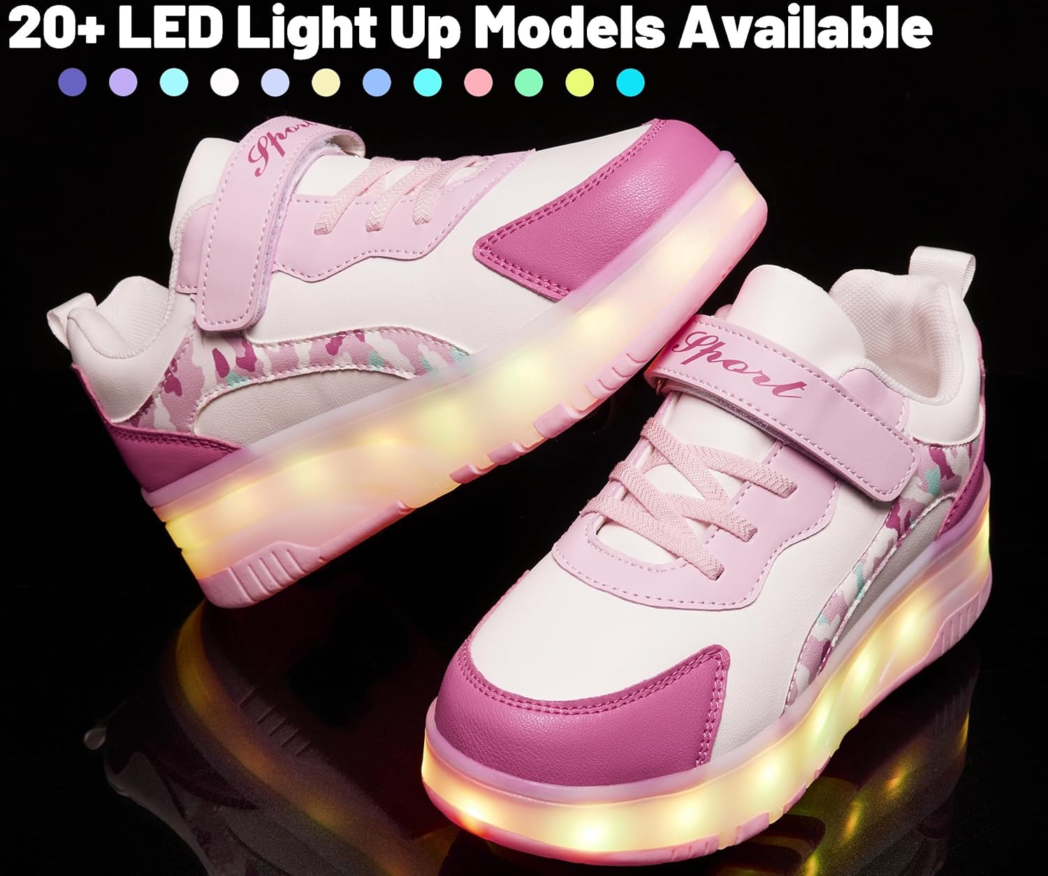LED Roller Skates Shoes 4 Wheel Skating for Kids 5-15 Years -12 Light Modes Boys Girls Light Up Sneakers for Birthday