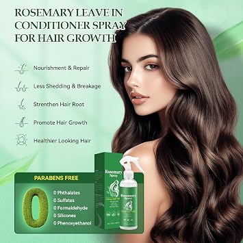 Raw Batana Oil Leave-in Conditioner Spray for Hair Growth, with Rosemary Peppermint,Hair Care for Women & Men,3.38 fl oz (Rosemary)