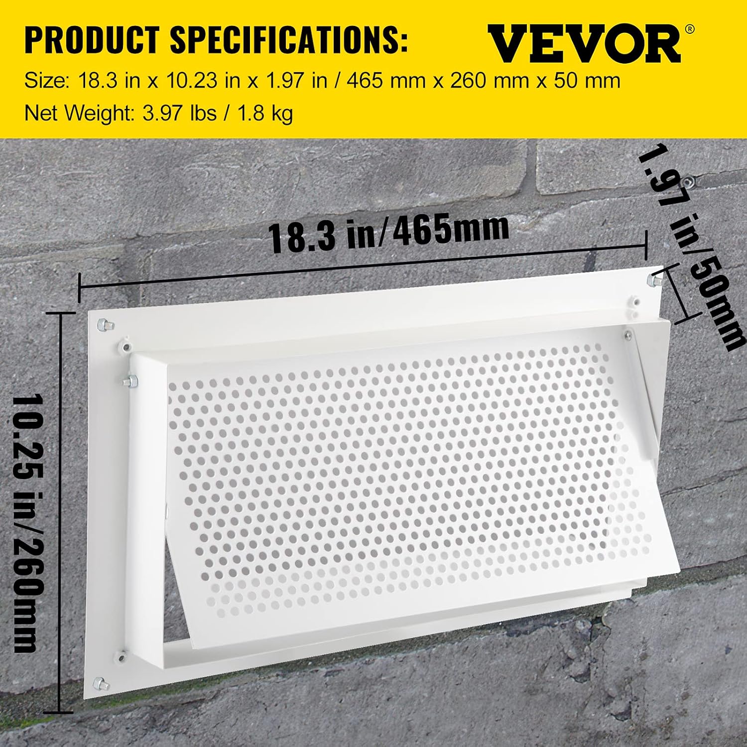 VEVOR 8x16 Inch Crawl Space Flood Vent, Wall Mounted White Foundation Vent to Reduce Flood Risk & Damage for Crawl Spaces, Garages
