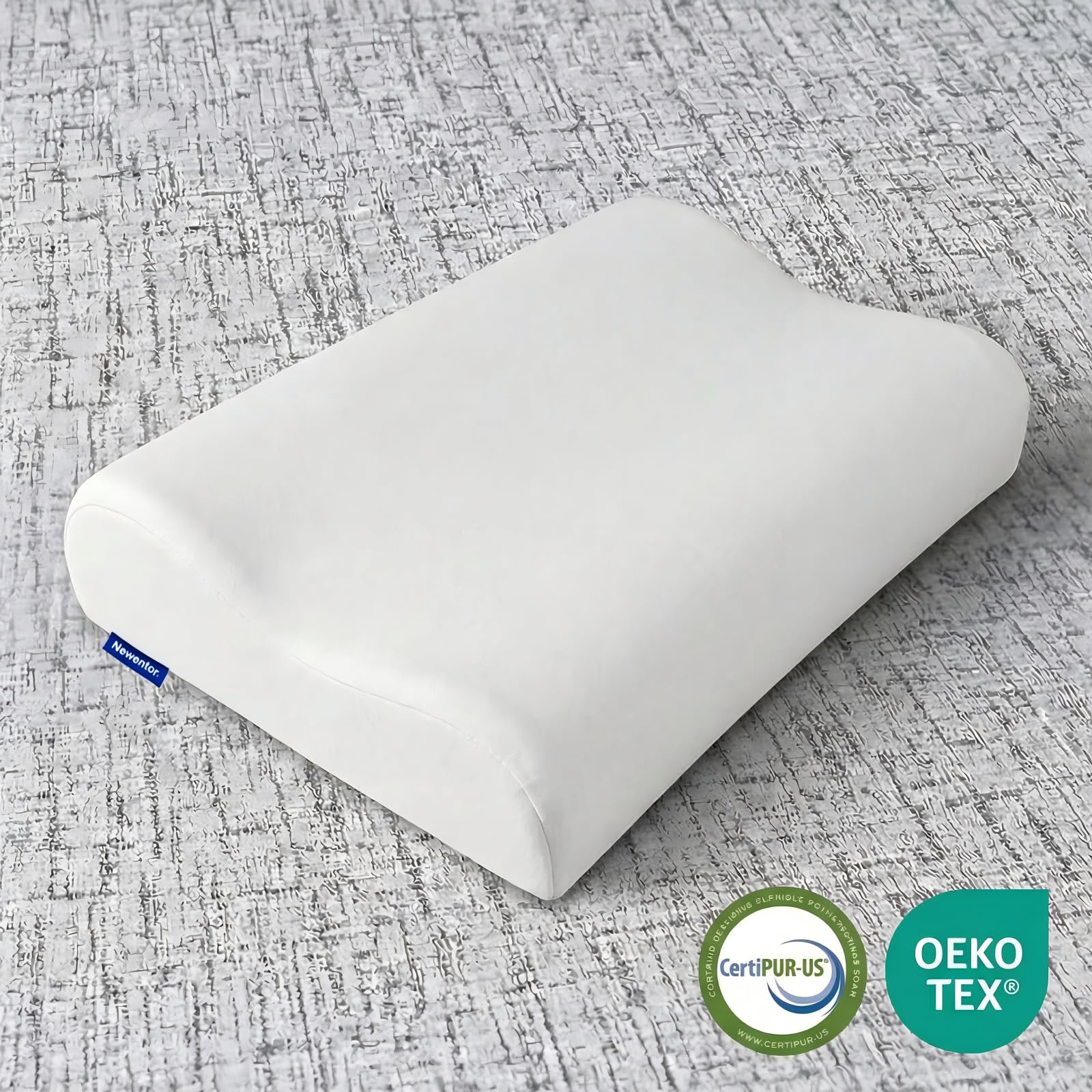 Newentor Almohada cervical de espuma viscoelástica ortopédica con 4 alturas de sueño, LullAnna Cloud Dream Öko-Tex100 para un sueño sin preocupaciones, color blanco