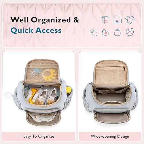 Miniatura 3 de mommore Bolsa de pañales pequeña mochila para pañales elegantes mochilas de viaje para bebés con bolsillos aislados, cambiador, correas para