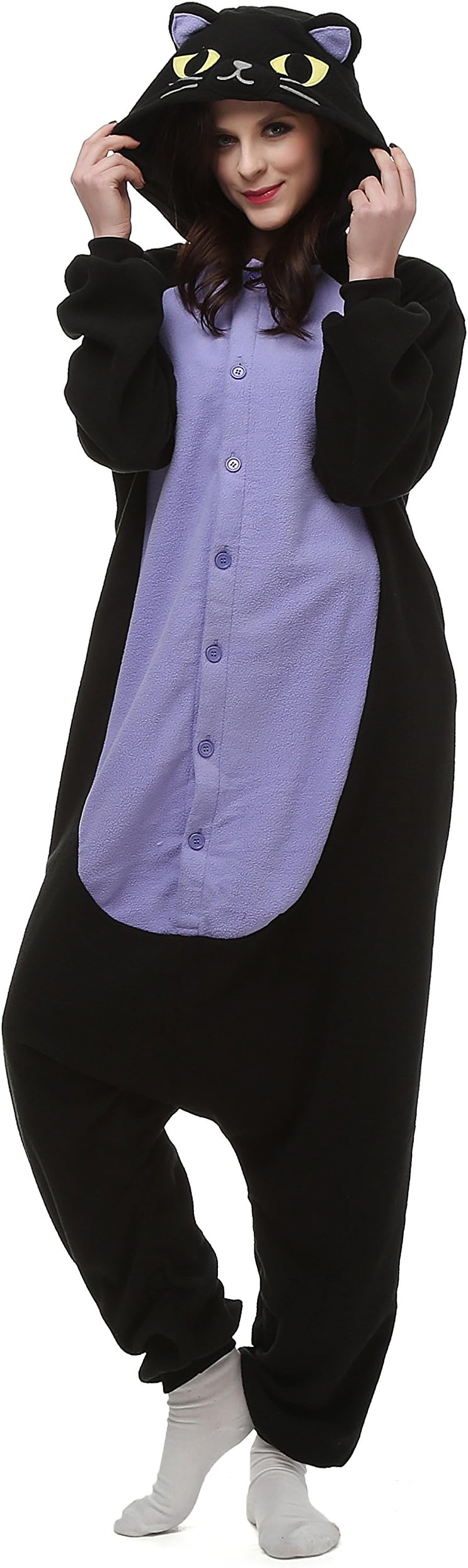 Adults Stitch Onesie Halloween Costumes Sleeping Wear Pajamas (S, Black cat)