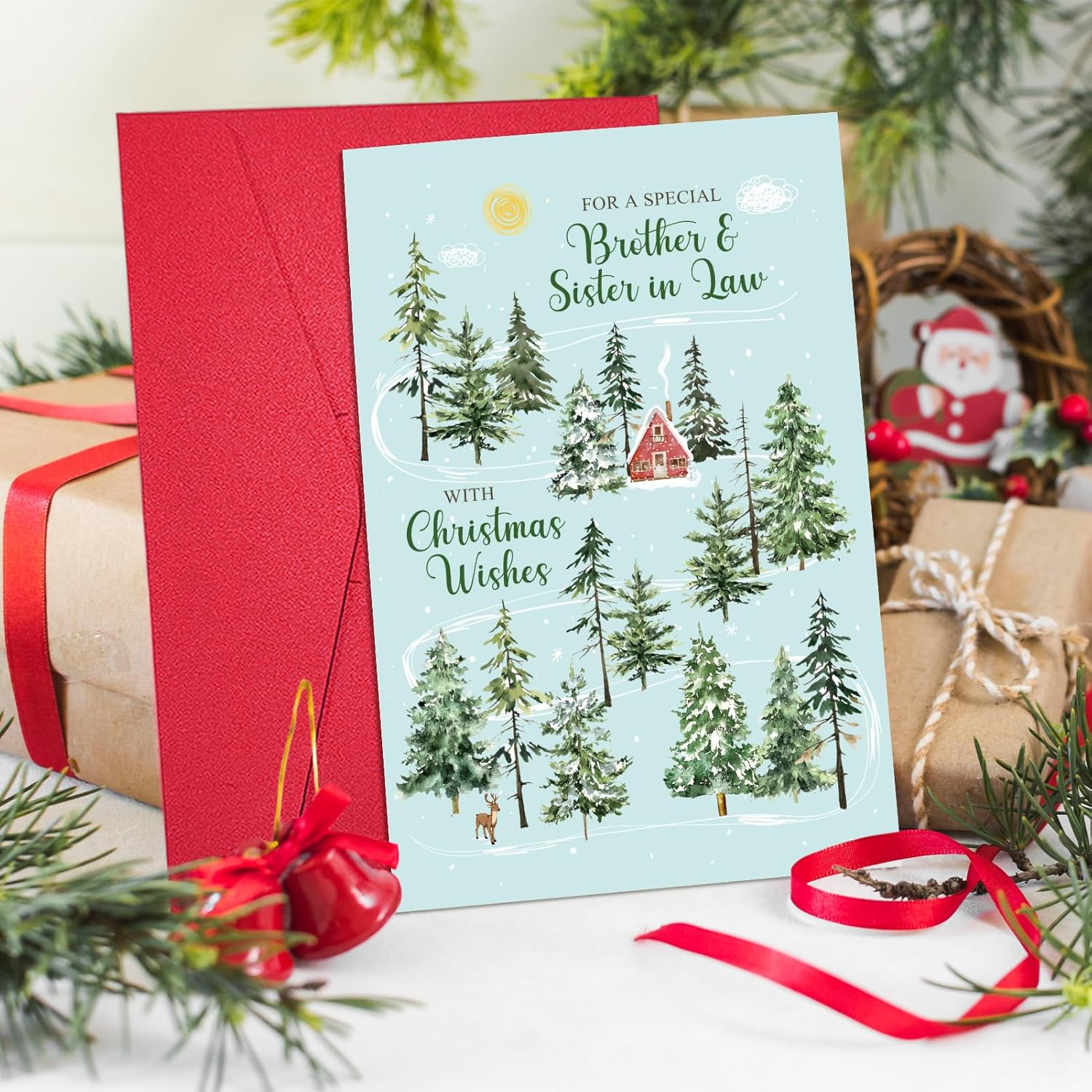 Ogeby Christmas Card for Brother and Sister in Law, Forest Scene Xmas Card, For a Special Brother and Sister in Law with Christmas Wishes - Image 3