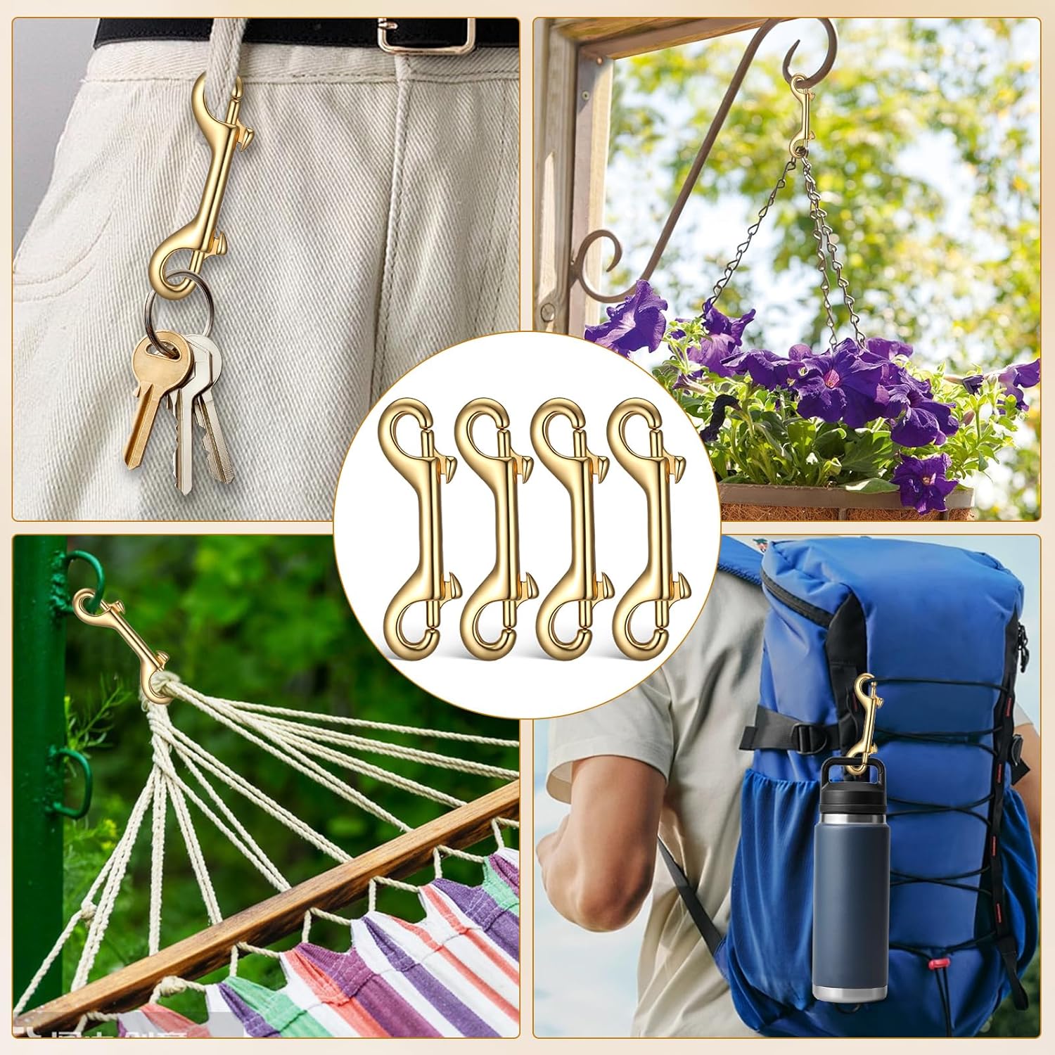 iplusmile 8pcs Double Ended Bolt Snaps Hook, Brass Heavy Duty Stainless Steel Double Sided Clips, Ended Bolt Snap for Dog Leashes, Awnings, Sports Equipment, Boating (Pack of 2)