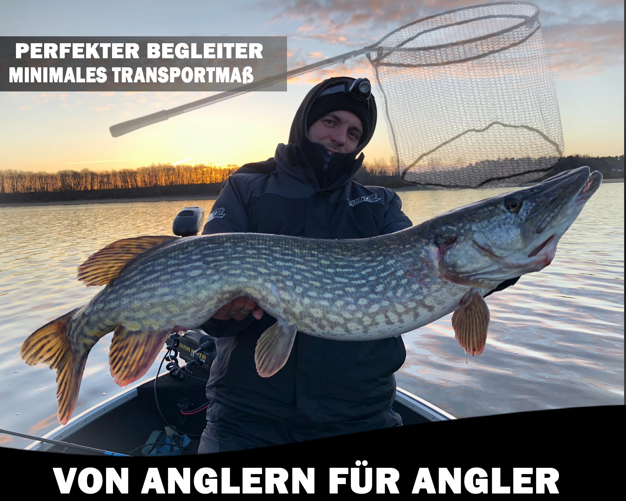 Wild Devil Baits Automatic Landing Net Einhand Spinn Kescher Raubfischkescher Faltbar Gummiert