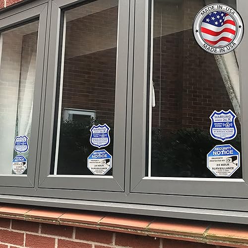 Miniatura 4 de Psyfer® Paquete de 12 calcomanías impermeables para cámara de seguridad y alarma para exteriores (fabricadas en Estados Unidos)
