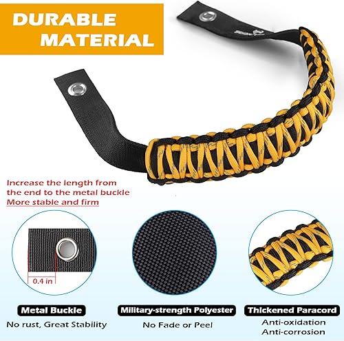 Vista 24 de SEVEN SPARTA Paquete de 4 asas de agarre compatibles con Ford Bronco 2021 2022 2023 2024 2/4 puertas, mango de agarre de paracaídas, repuesto