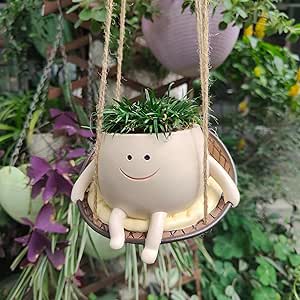Xialuwy Swing Face Planter Pot - Hangende Hars Plant Pot