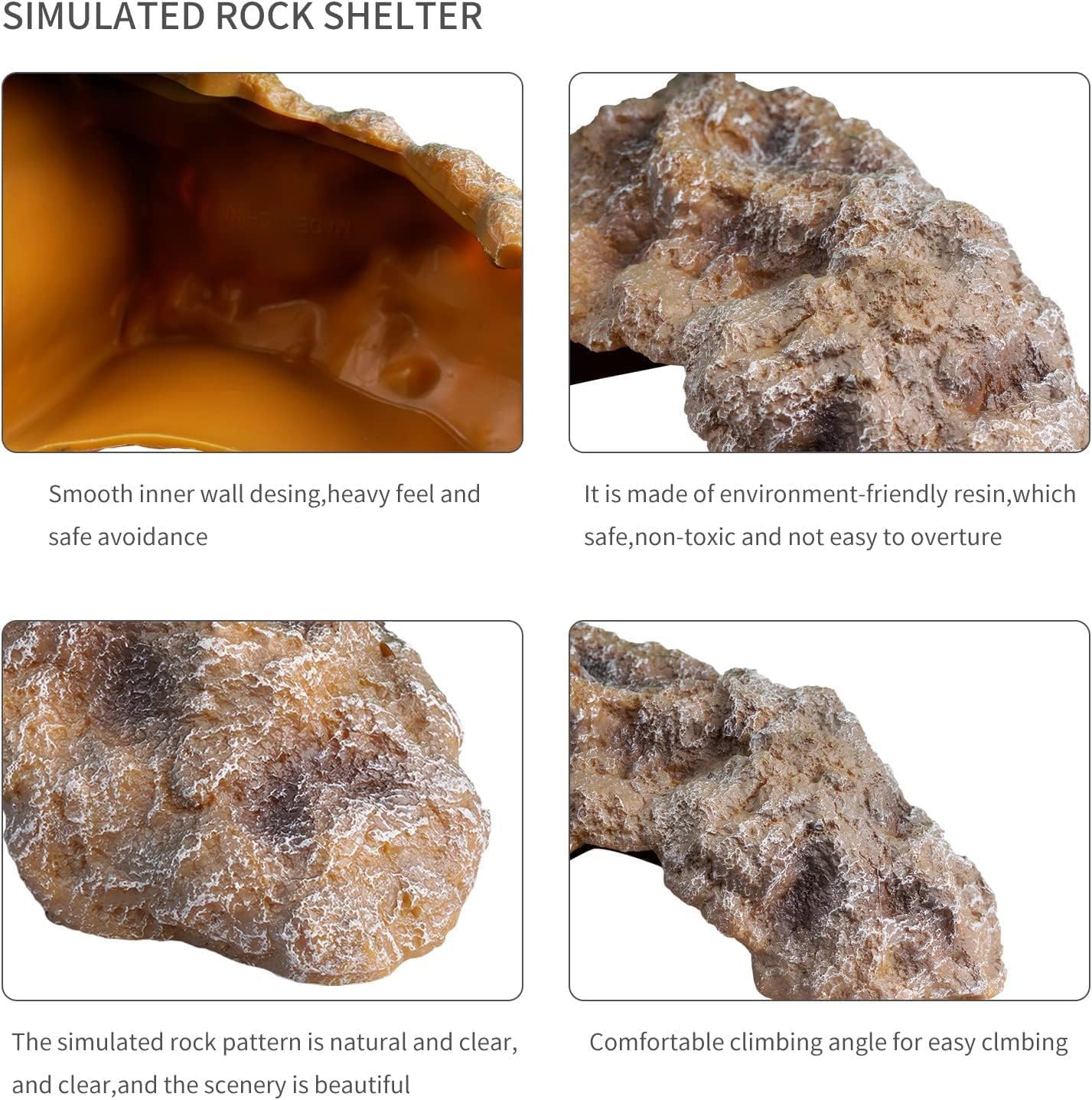 Reptile Hideout Cave Resin Simulation Rock Decor for Turtles, Lizards, Bearded Dragons, Snakes, and Geckos - Large Habitat Décor