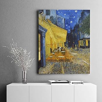 ★秀作★手書き油絵 ゴッホ 夜のカフェテラス 額付 絵画 インテリア 油彩画 0190.jpg