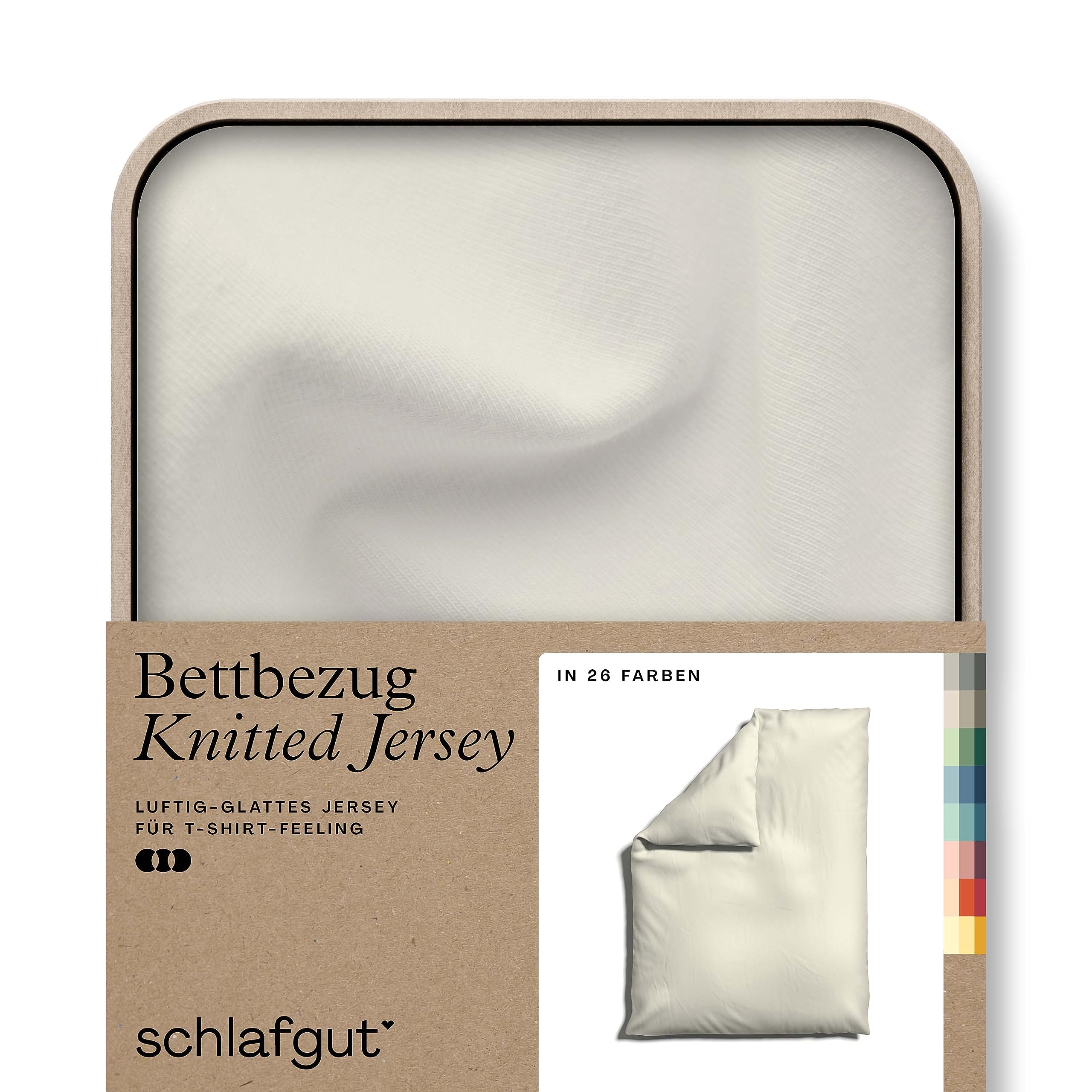 schlafgut Knitted Jersey Bettwäsche 135x200cm Bettdecke Bezug einzeln, Multicolor Uni, weich und faltenfrei mit Elasthan (Yellow Light, 135-140x200)