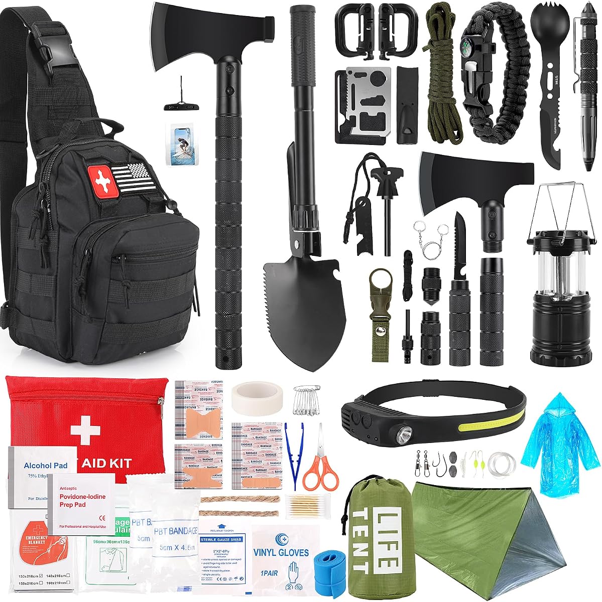 Survival Kit, 268 Pcs Emergency Survival Gear and Equipment Supplies with First