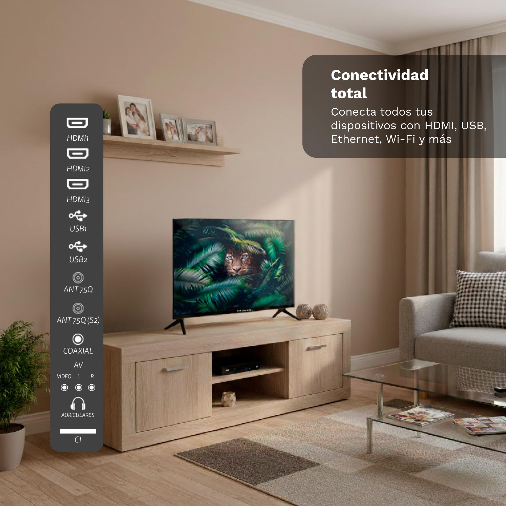 Grunkel QLED-4026VD Smart TV QLED 40” Full HD | Sistema VIDAA | TDT2 + Satélite HD | WiFi | USB Grabador | 3 HDMI | Sonido 20W