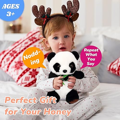 Miniatura 6 de Hopearl Talking Panda Repeats What You Say Nodding Juguete animado eléctrico interactivo de peluche para niños pequeños, 7 pulgadas