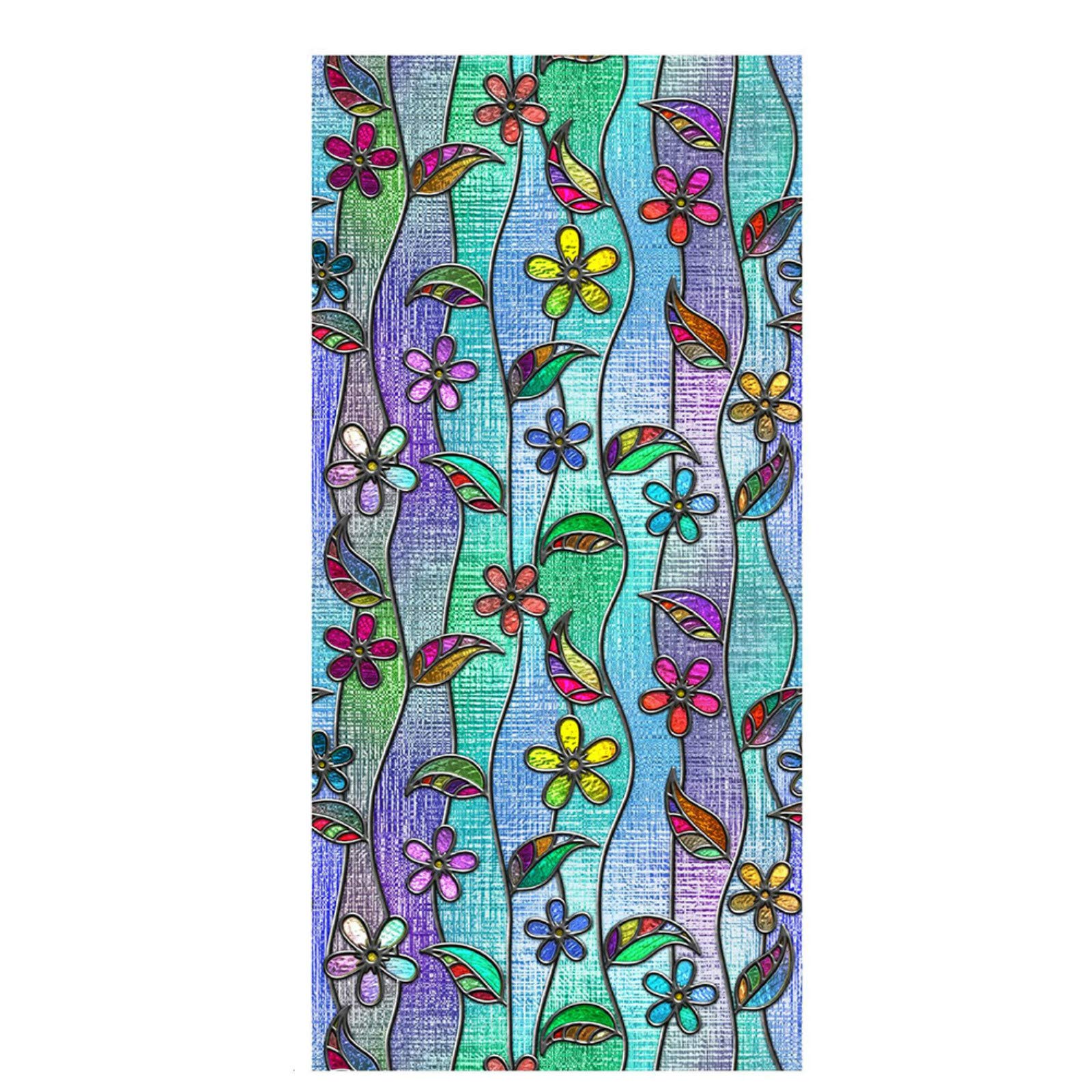 sundan Window Film Privacy, Stained Glass Window Decals, Static Cling Decorative Window Film Vinyl, No Glue Removable Heat Control Anti UV, 22.83'' x 47.24''(58 x 120cm)