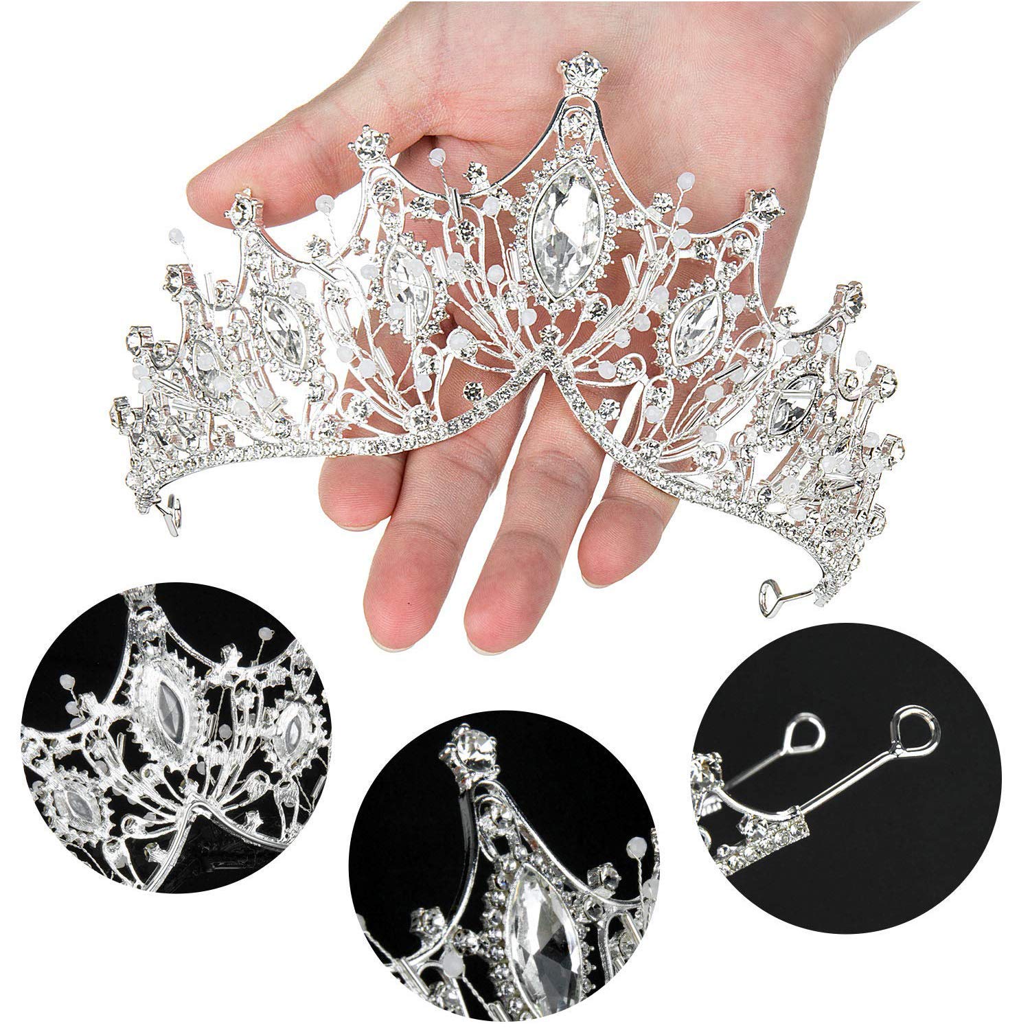 Zooma Tiara de cristal para novia, tiara de princesa, diadema de boda, para bodas, bailes, concursos, fiestas, cumpleaños, aleación, cristal y diamantes de imitación