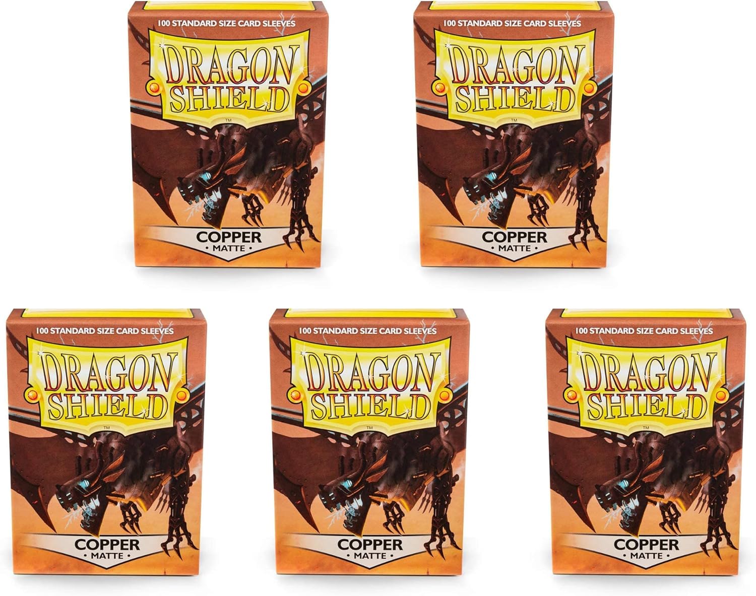 5 Packs Dragon Shield Matte Copper Standard Size 100 ct Card Sleeves Value Bundle!