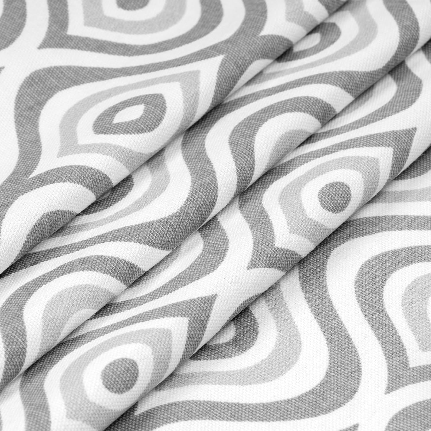 Natural 100% Cotton Curtains for Living Room Farmhouse 63 Inches Long Curtains for Bedroom Country Rustic Semi Blackout Geometric Kitchen Window 2 Panels Set Off White Grey 52” W x 63" L