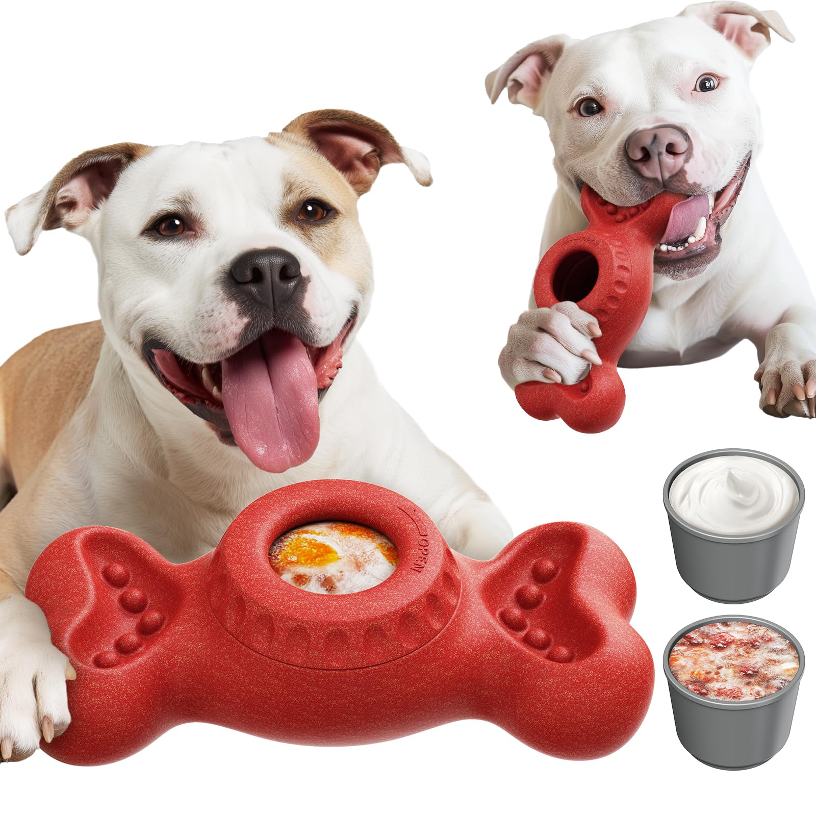 Niumowa Osso da Leccare per Cani - Gioco Interattivo Indistruttibile con Serbatoio Estraibile per Snack Surgelati, Antiansia per Cani Aggressivi, Promuove l'Igeine Dentale e Riduce la Noia(rosso)