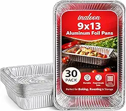 Formas de alumínio 22 x 33 – Formas descartáveis de meio tamanho para assar no forno, bolos, assar peru, preparar alimentos, armazenar, congelar e irritar