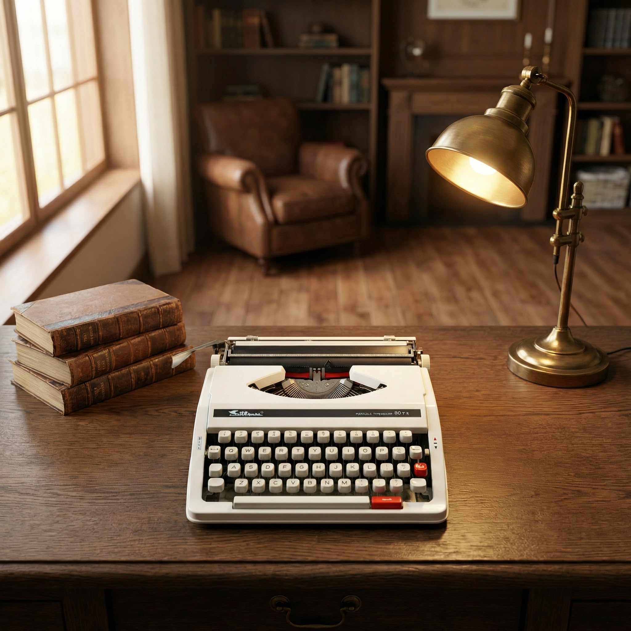 Macchina da scrivere manuale con custodia, macchina da scrivere retrò portatile per scrittura nostalgica, decorazione ideale per scrittori e collezionisti