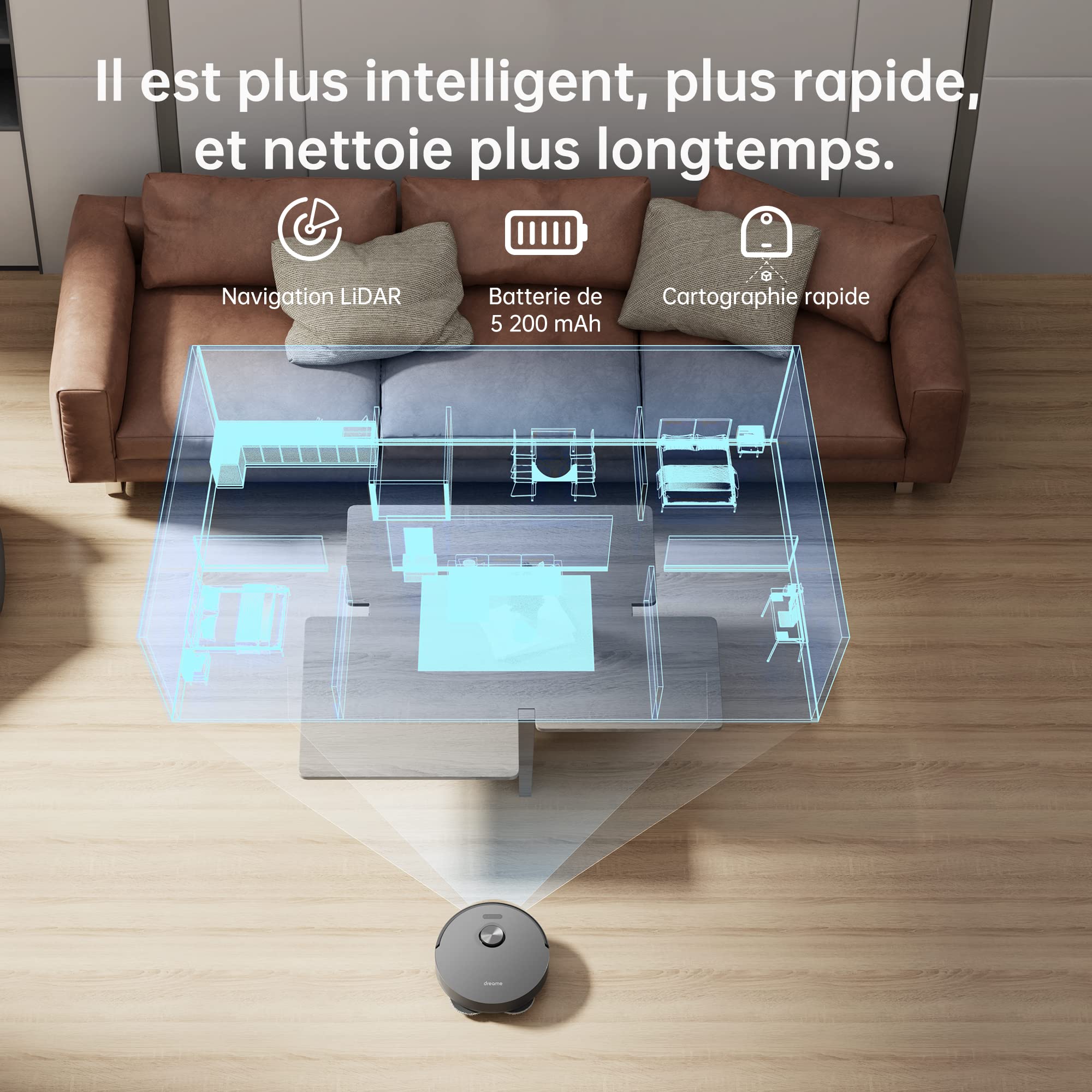 Dreame L10s Pro Gen 2 Robot Aspirateur Laveur 7 000 Pa, Levage Automatique des Serpillières, Détection de tapis par Ultrasons, Compatible avec Siri/Dreamehome, poils D'animaux, Sol dur et Tapis