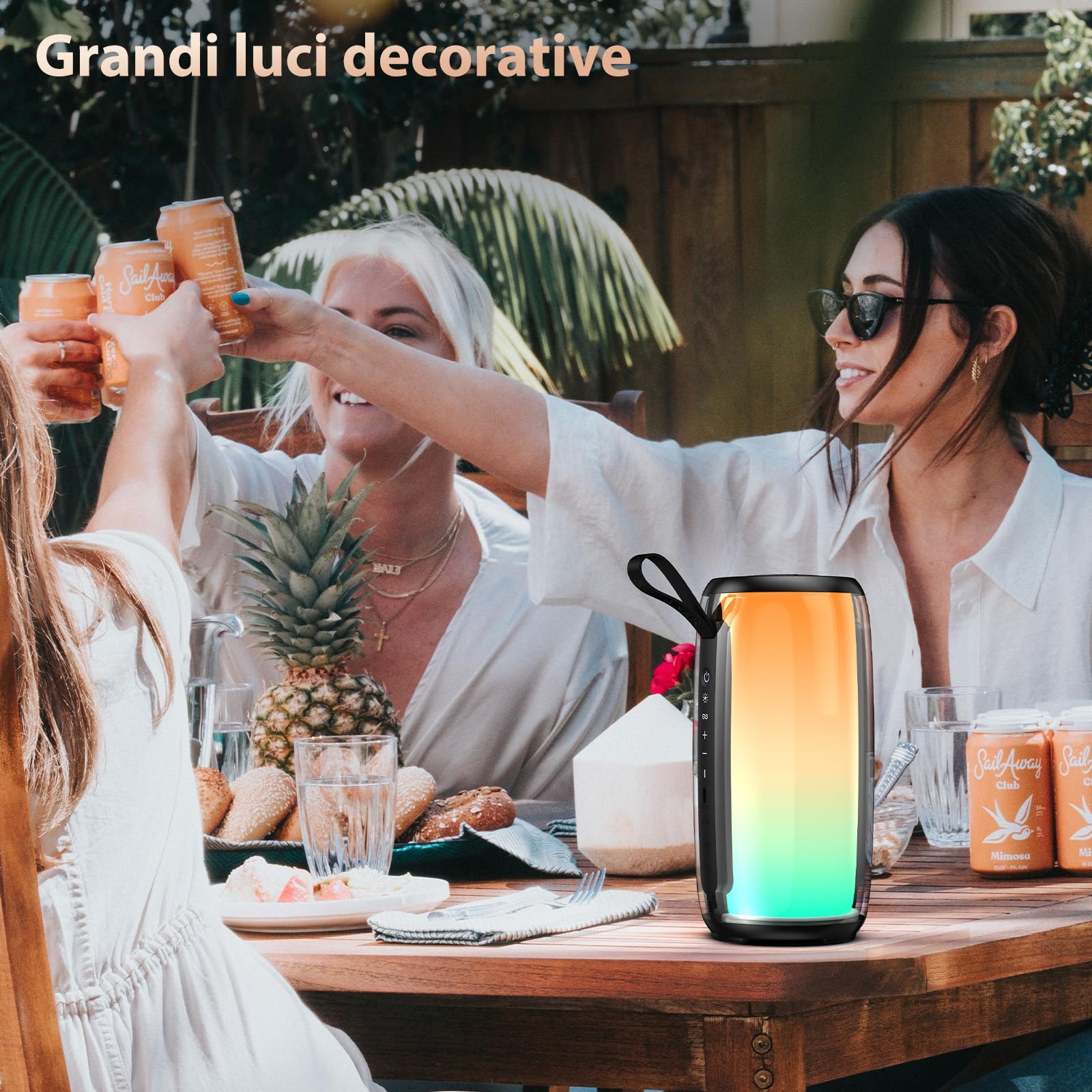 JYX Altoparlante Bluetooth 5.4 portatile, 60 W Bass Potenti, 24 H Autonomia, 11 Luce RGB, USB, AUX, TF Carte, Altoparlante Bluetooth per Feste/Viaggio/Esterni